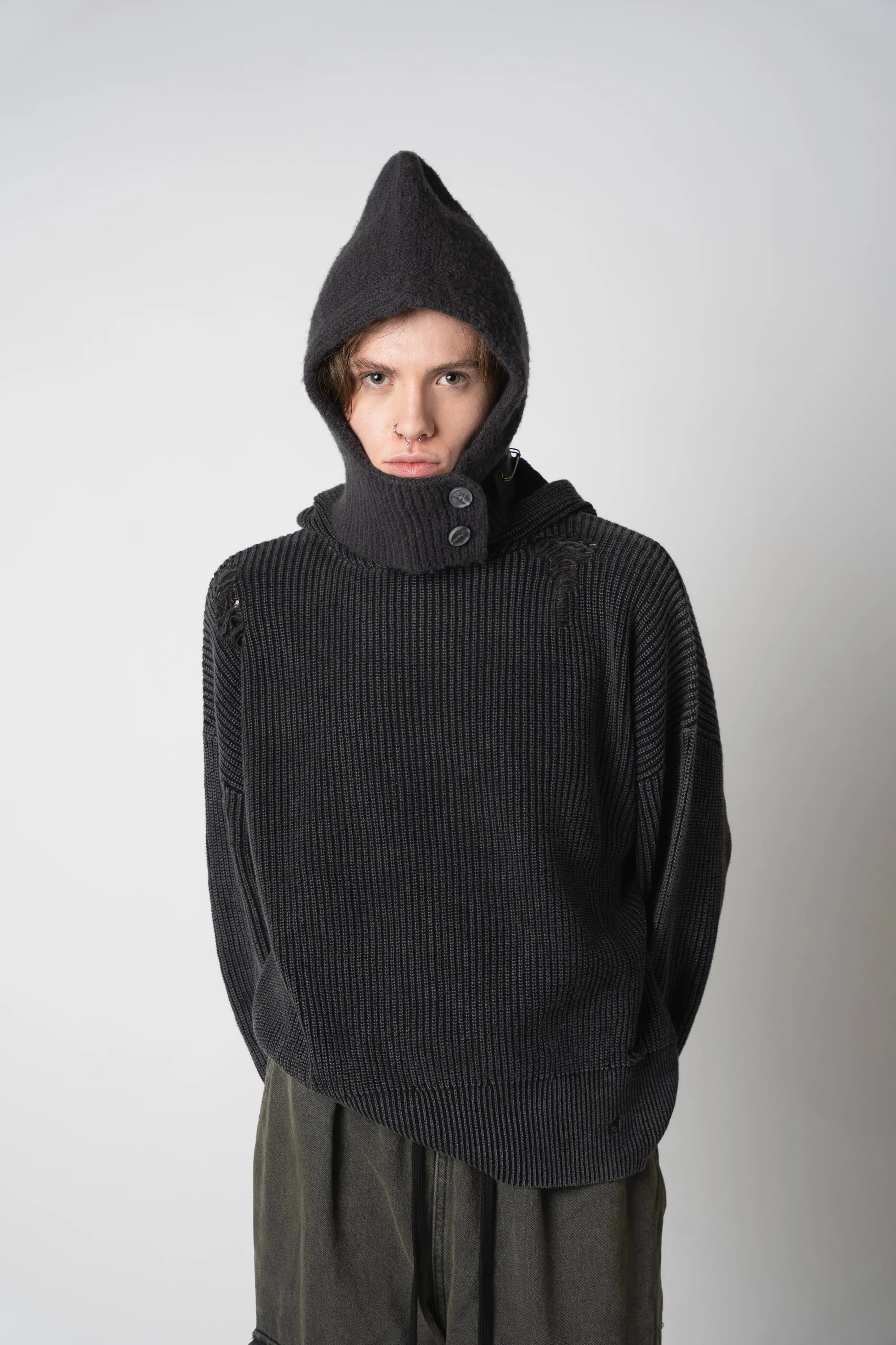 Button Balaclava Charcoal