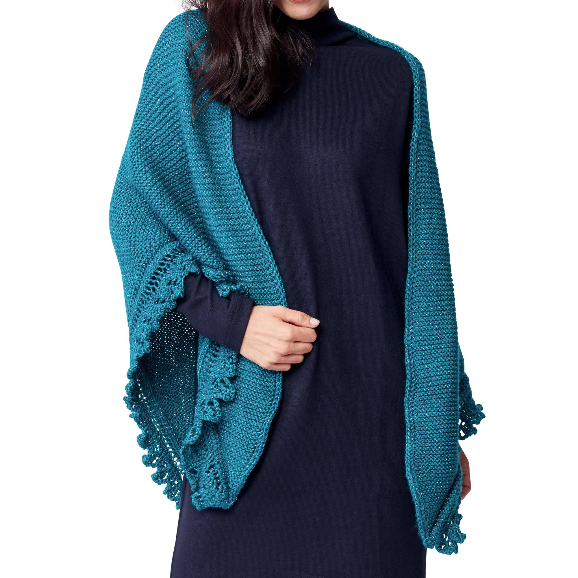 Caron Lacy Edged Knit Shawl