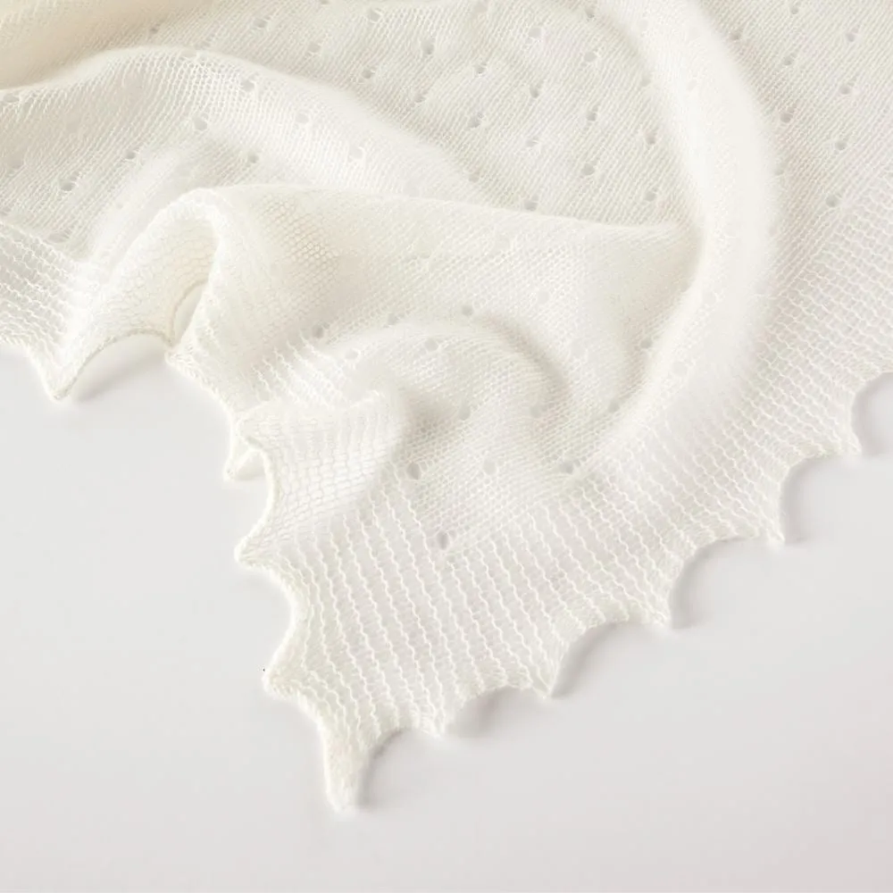 Cashmere Baby Shawl - Polka Dot - Soft Cream