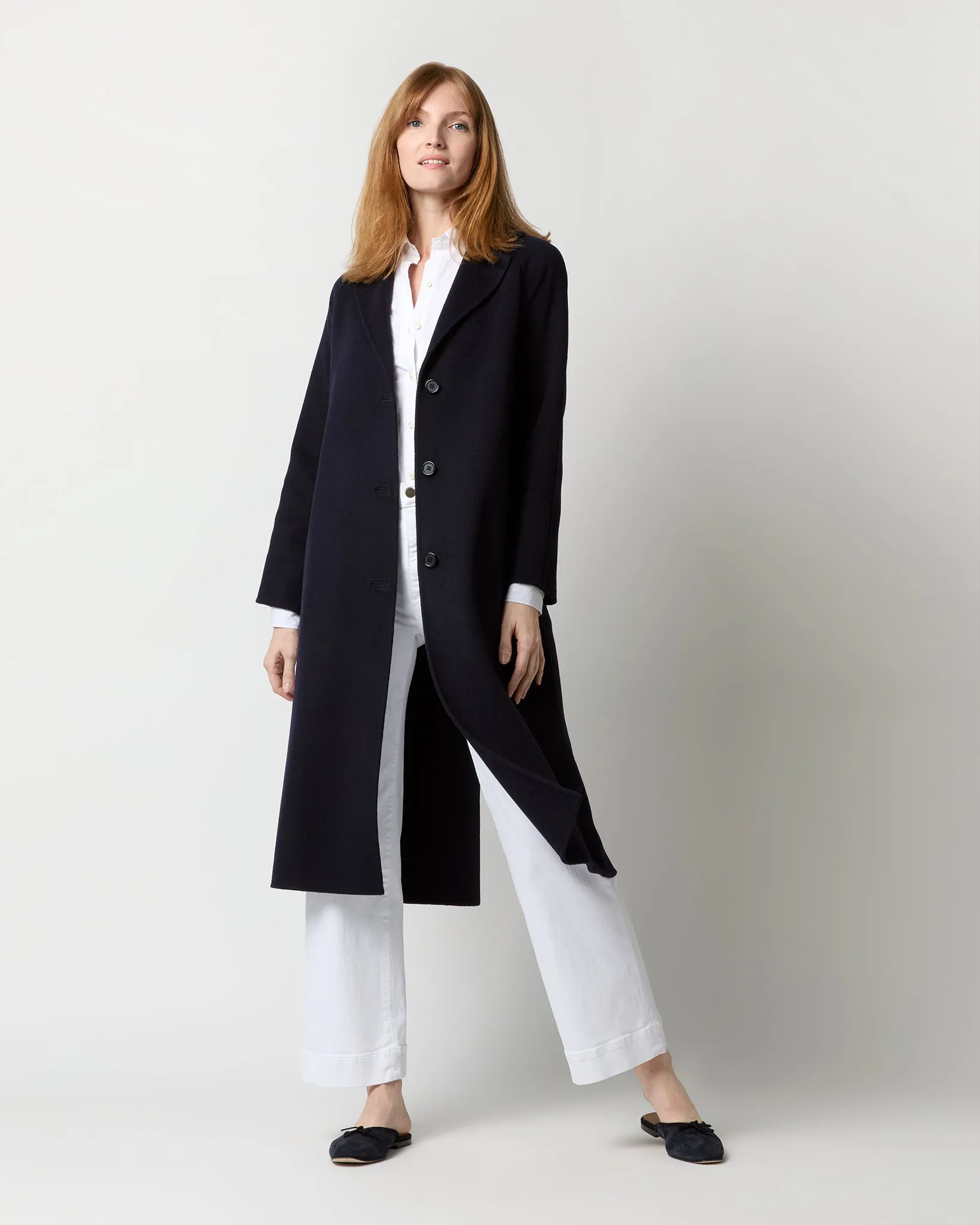 Caterina Coat in Navy Double-Faced Melton