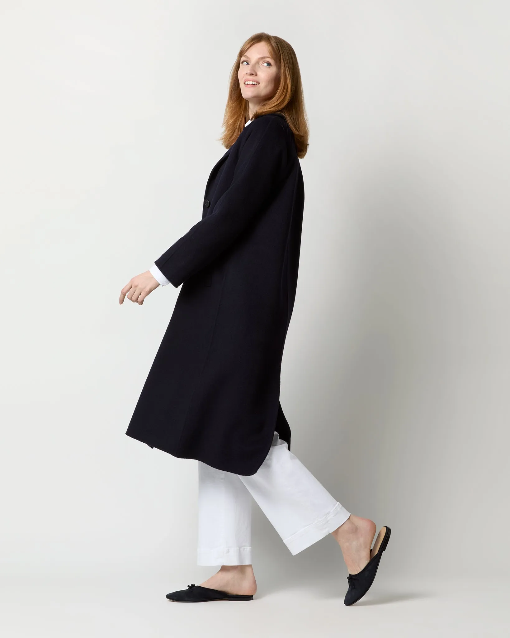 Caterina Coat in Navy Double-Faced Melton