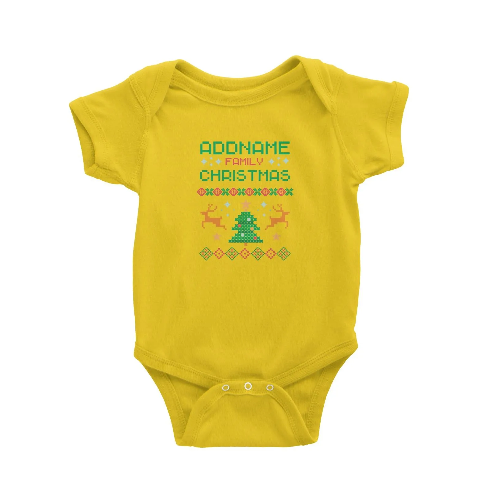 Christmas Series Addname Family Sweater Design Baby Romper