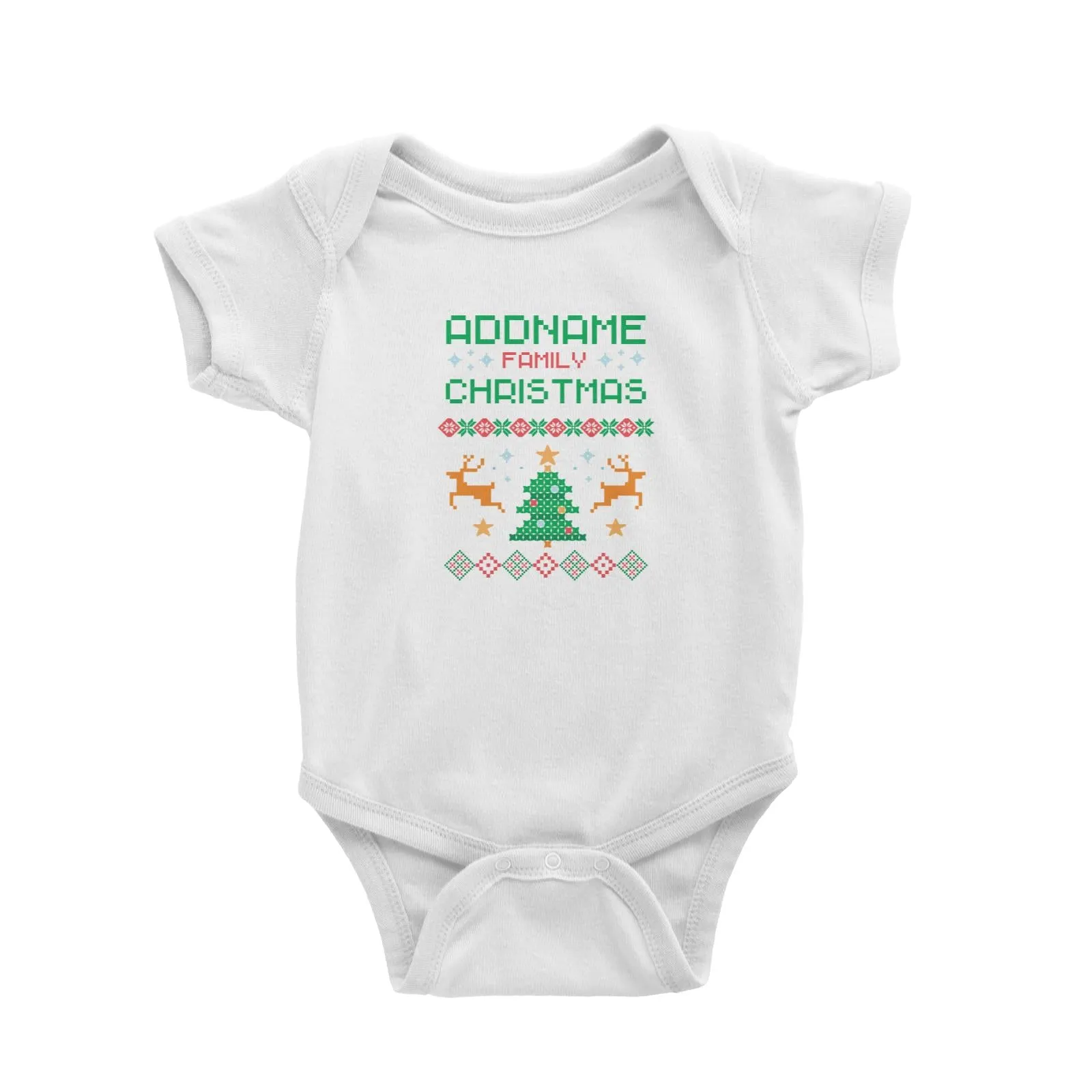 Christmas Series Addname Family Sweater Design Baby Romper