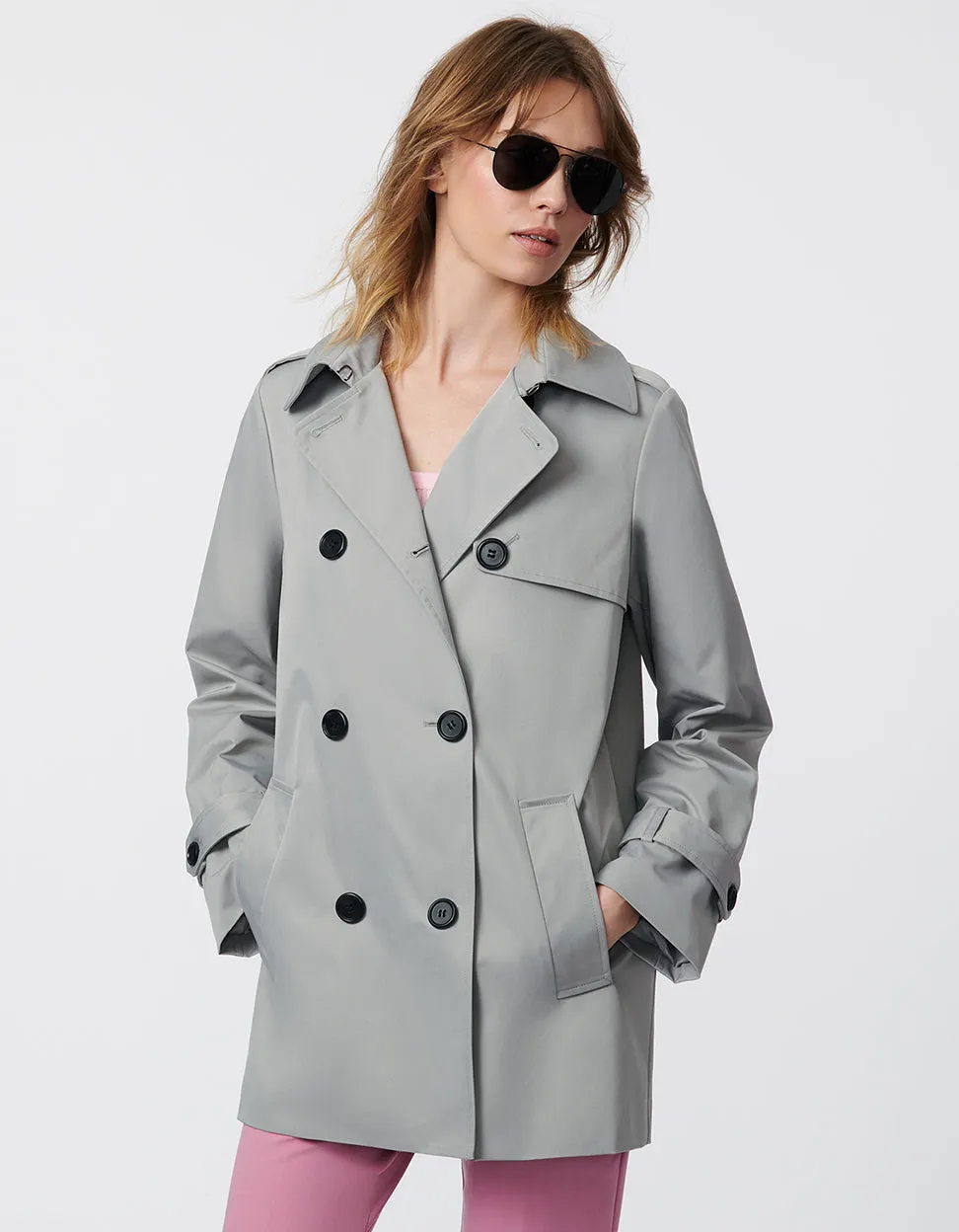 Classic Contrast Short Trench Coat