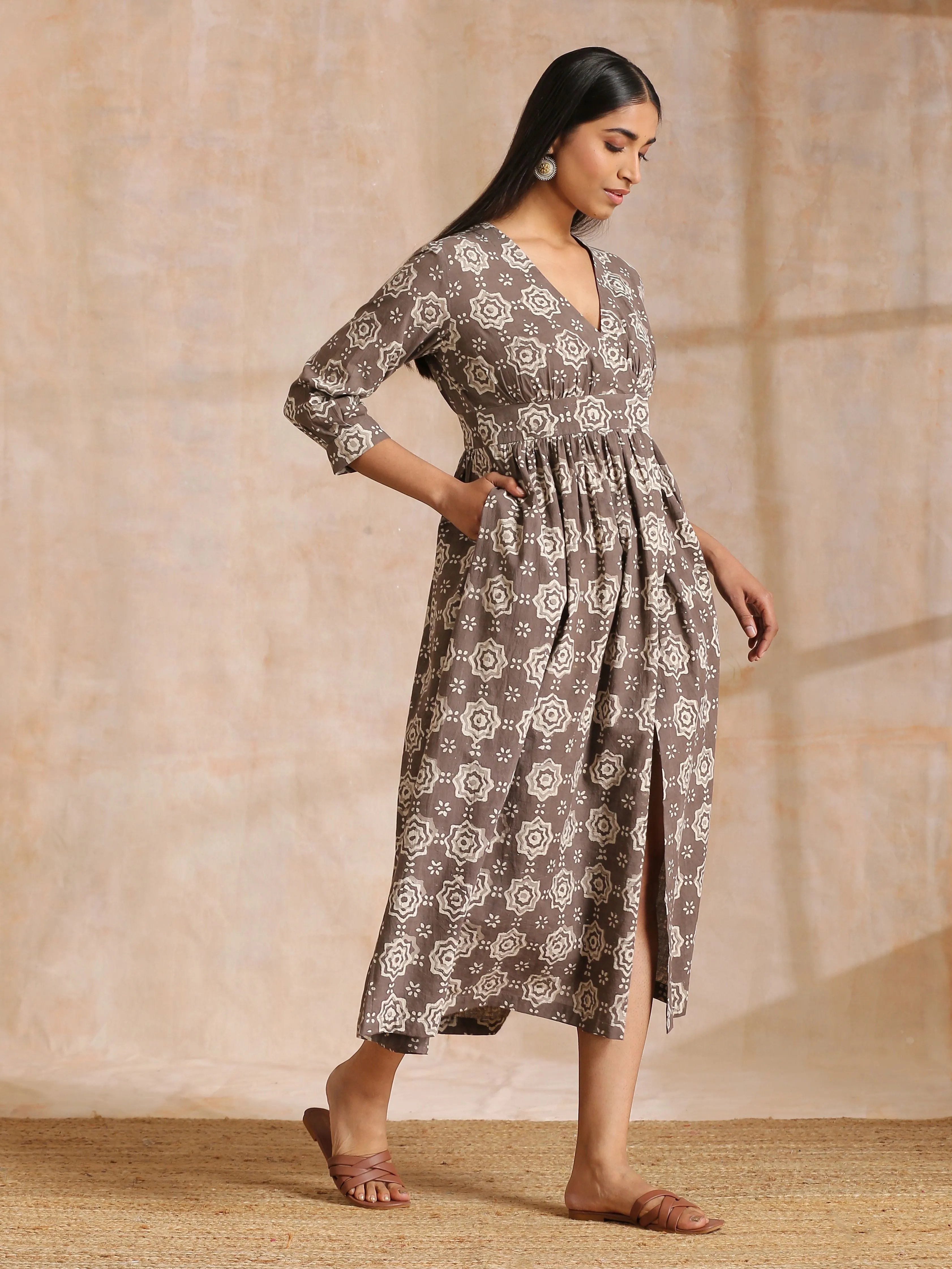 Clay Dabu Overall Print Cotton Wrap Dress