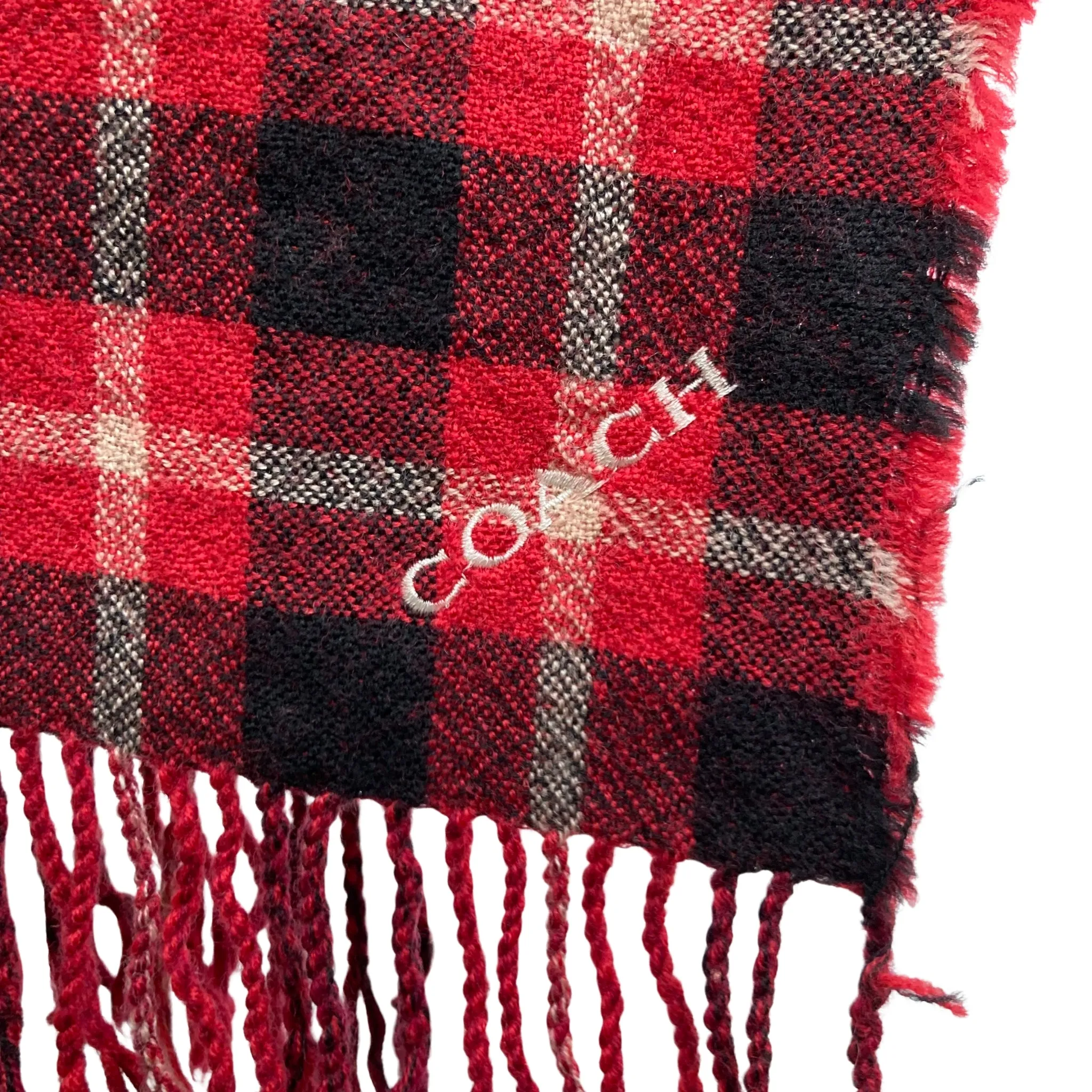 Coach Black and Red Monogram Scarf