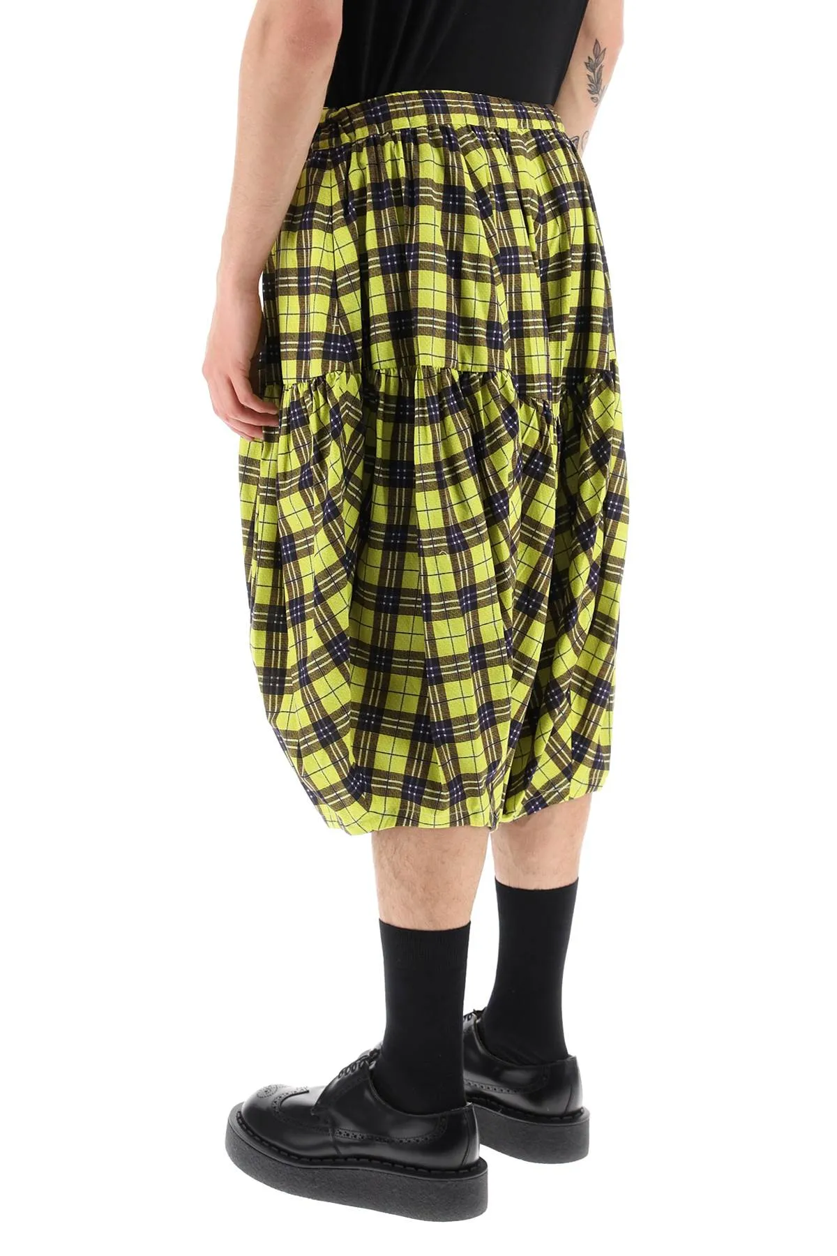 Comme des garcons homme plus check cotton ballon shorts