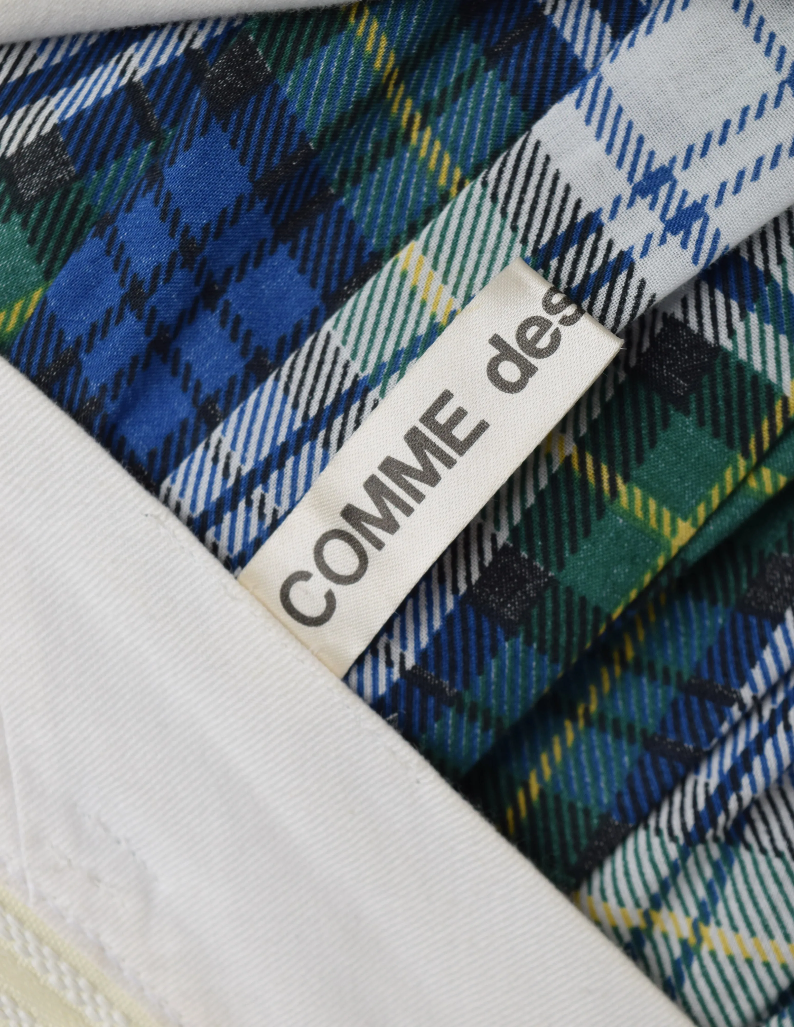 Comme des Garcons Vintage Blue Green Plaid Cotton Dropped Crotch Pants