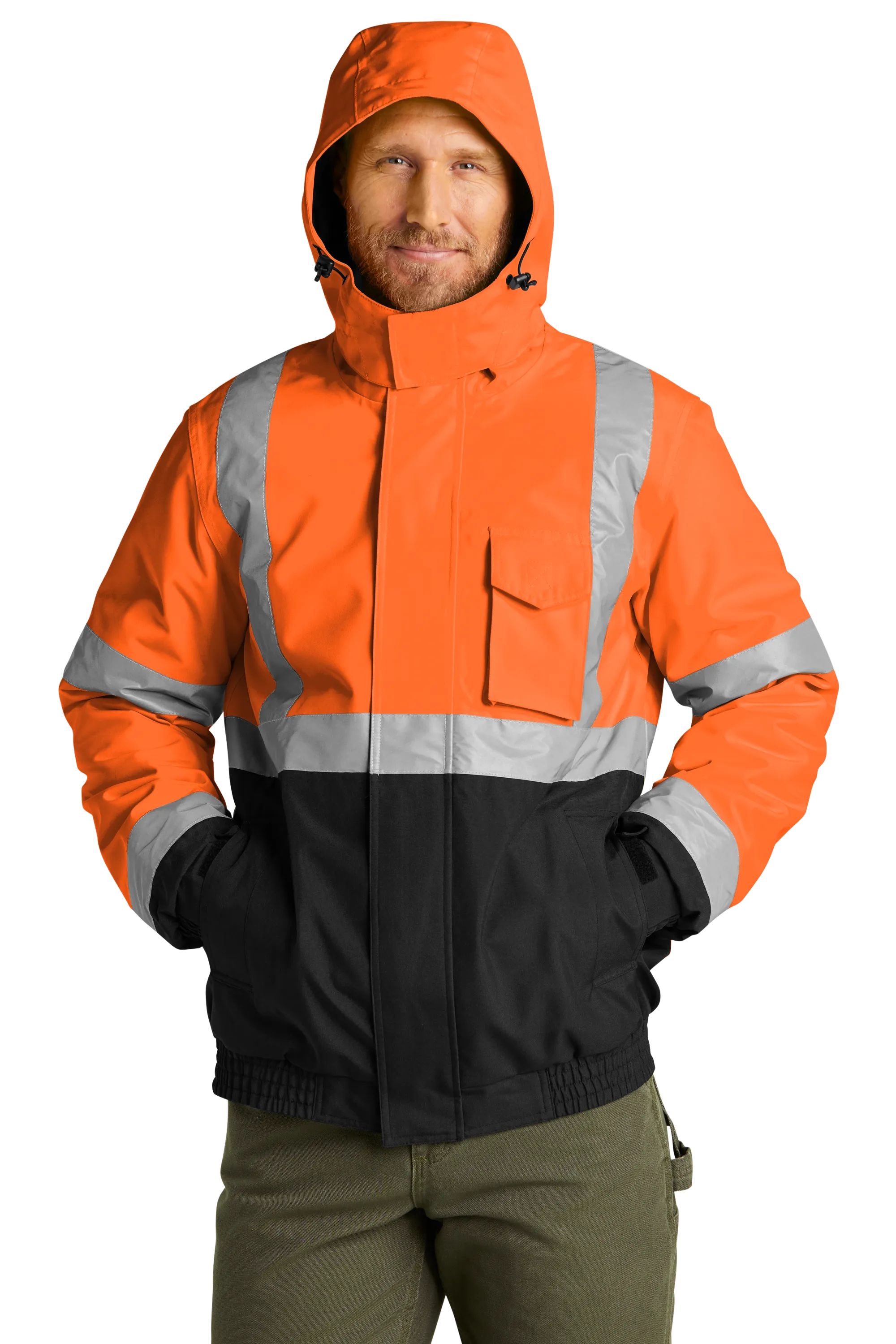 CornerStone® ANSI 107 Class 3 Economy Waterproof Insulated Bomber Jacket - Safety Orange