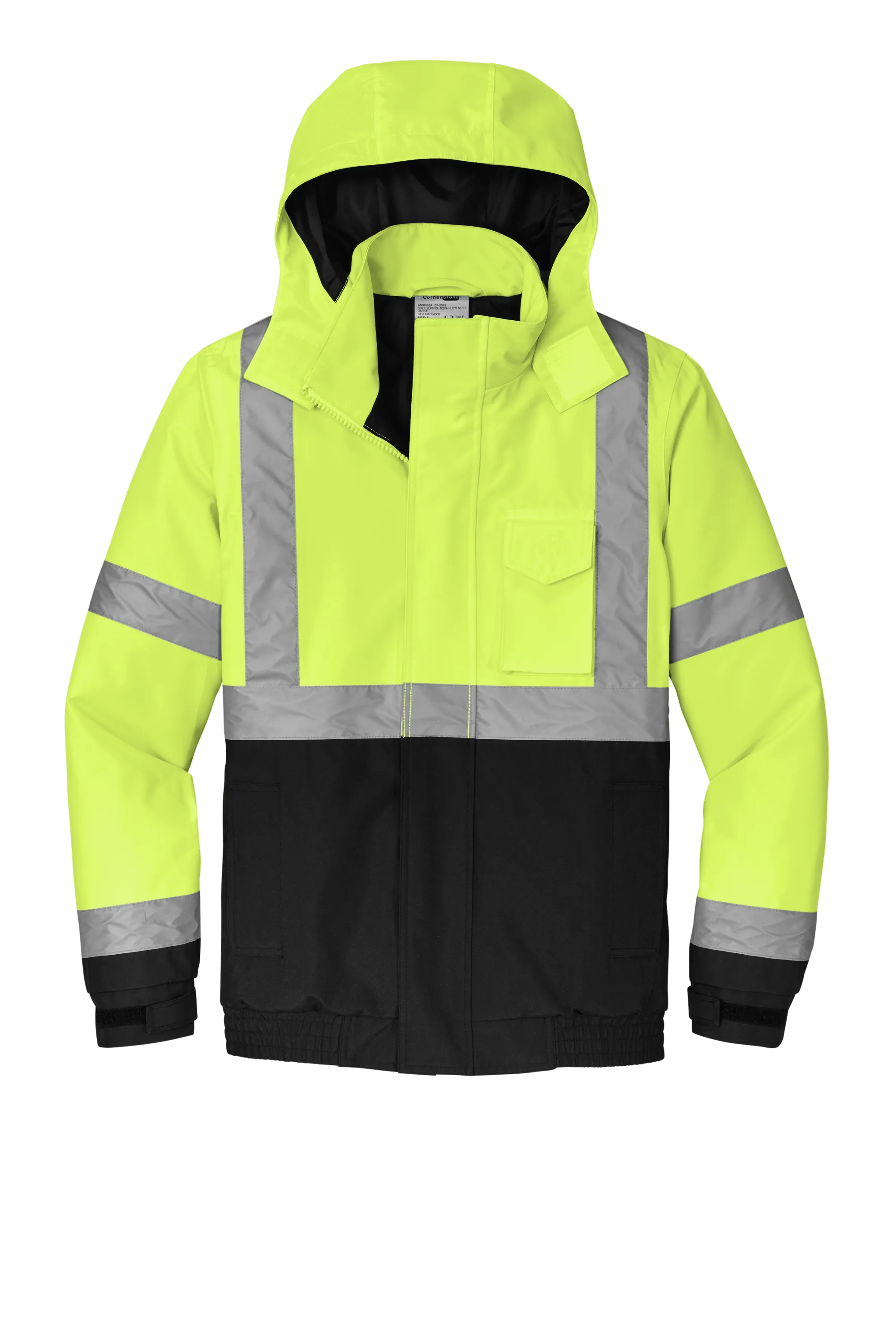 CornerStone® ANSI 107 Class 3 Economy Waterproof Insulated Bomber Jacket - Safety Yellow