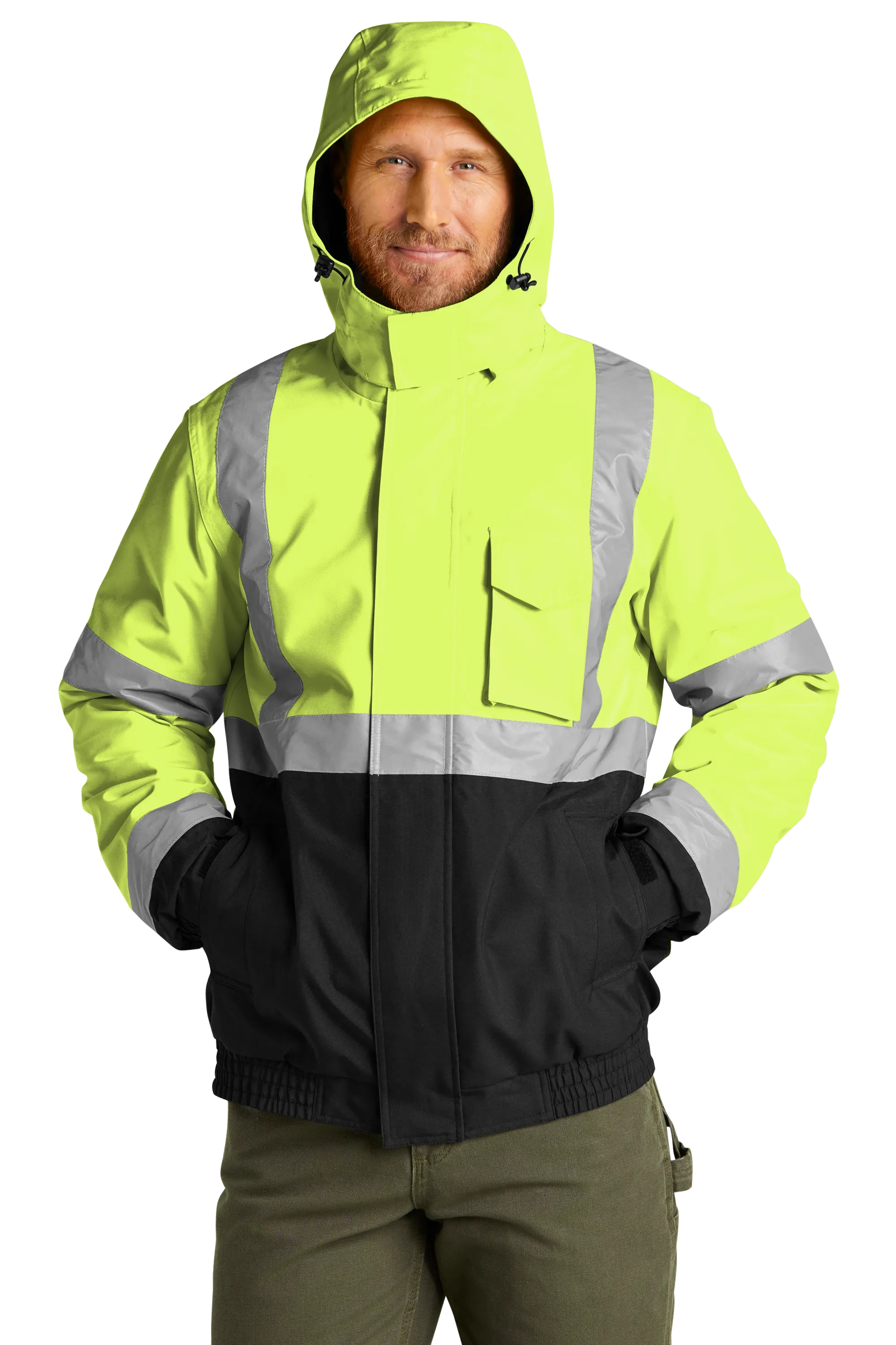 CornerStone® ANSI 107 Class 3 Economy Waterproof Insulated Bomber Jacket - Safety Yellow