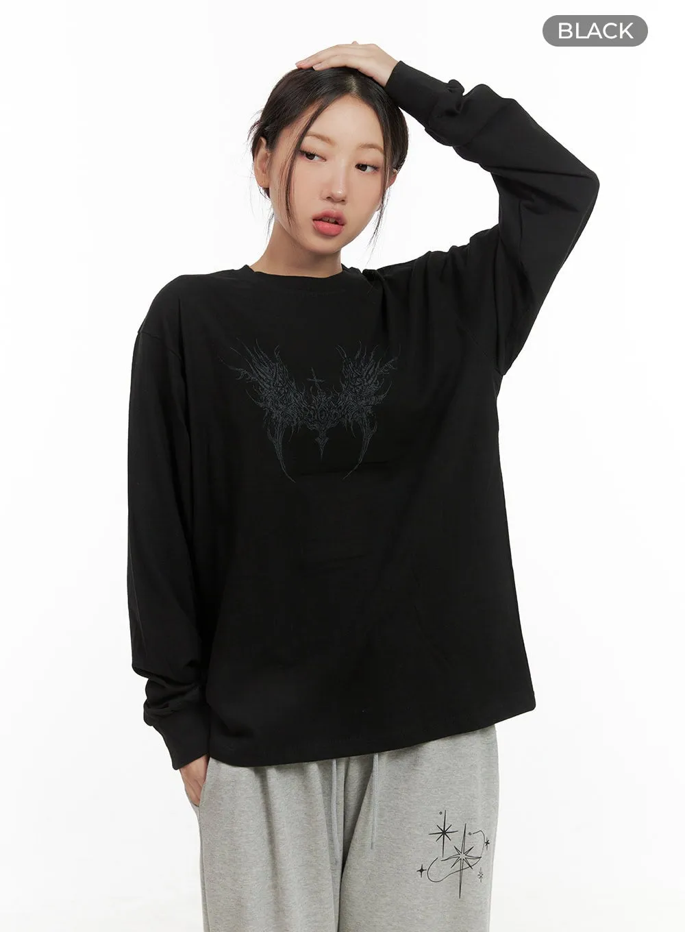 Cotton Graphic Oversize Long Sleeve CG423