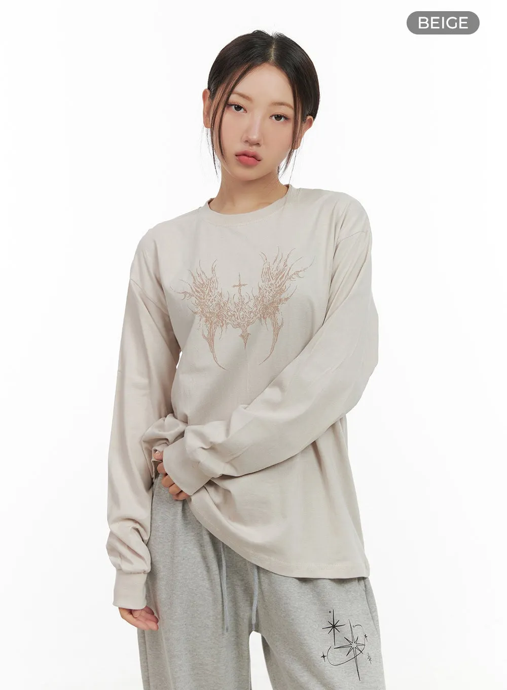 Cotton Graphic Oversize Long Sleeve CG423