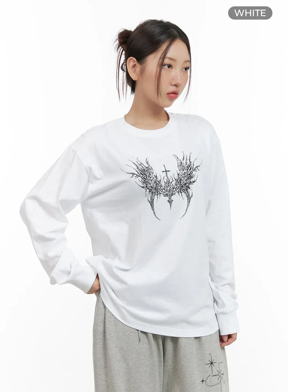 Cotton Graphic Oversize Long Sleeve CG423