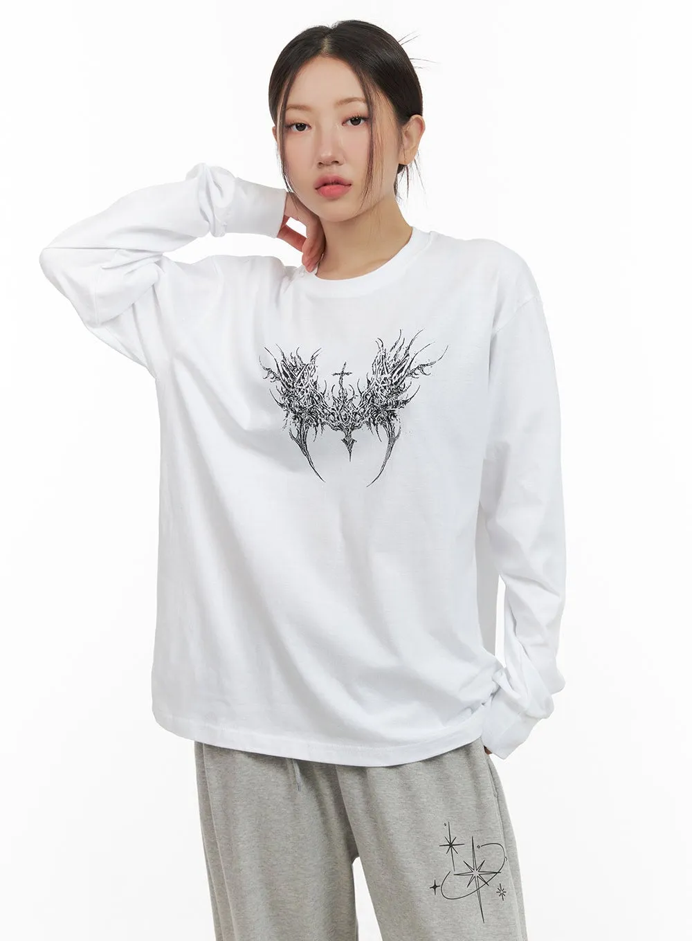 Cotton Graphic Oversize Long Sleeve CG423