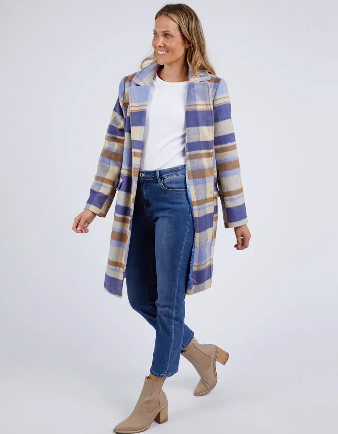 Cove Check Coat Navy Hydrangea Cream