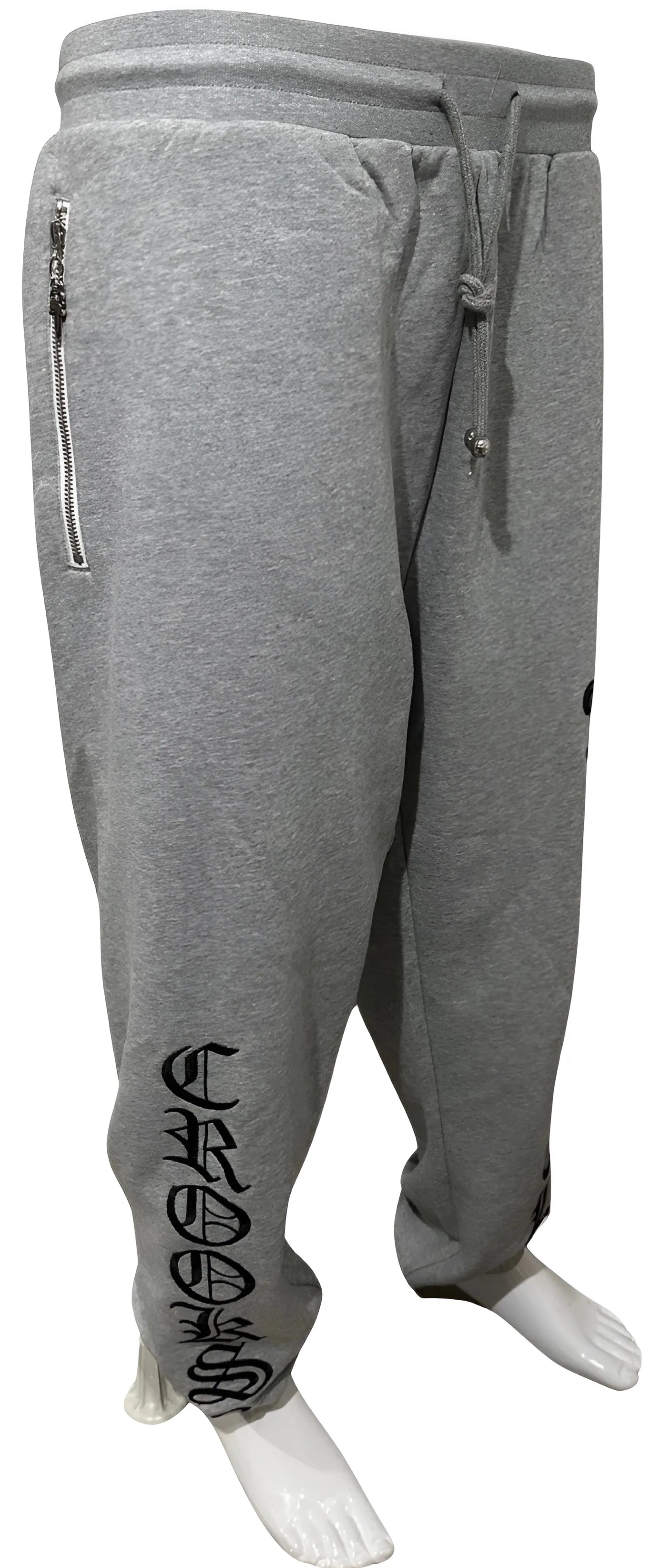 ^CROOKS & CASTLES^ (GREY) ~PU GOTHIC~ LUXURY JOGGER SWEATPANTS