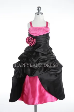 D2474 Satin Rhinestone Two Colored  Dress (4 Diff. Colors)