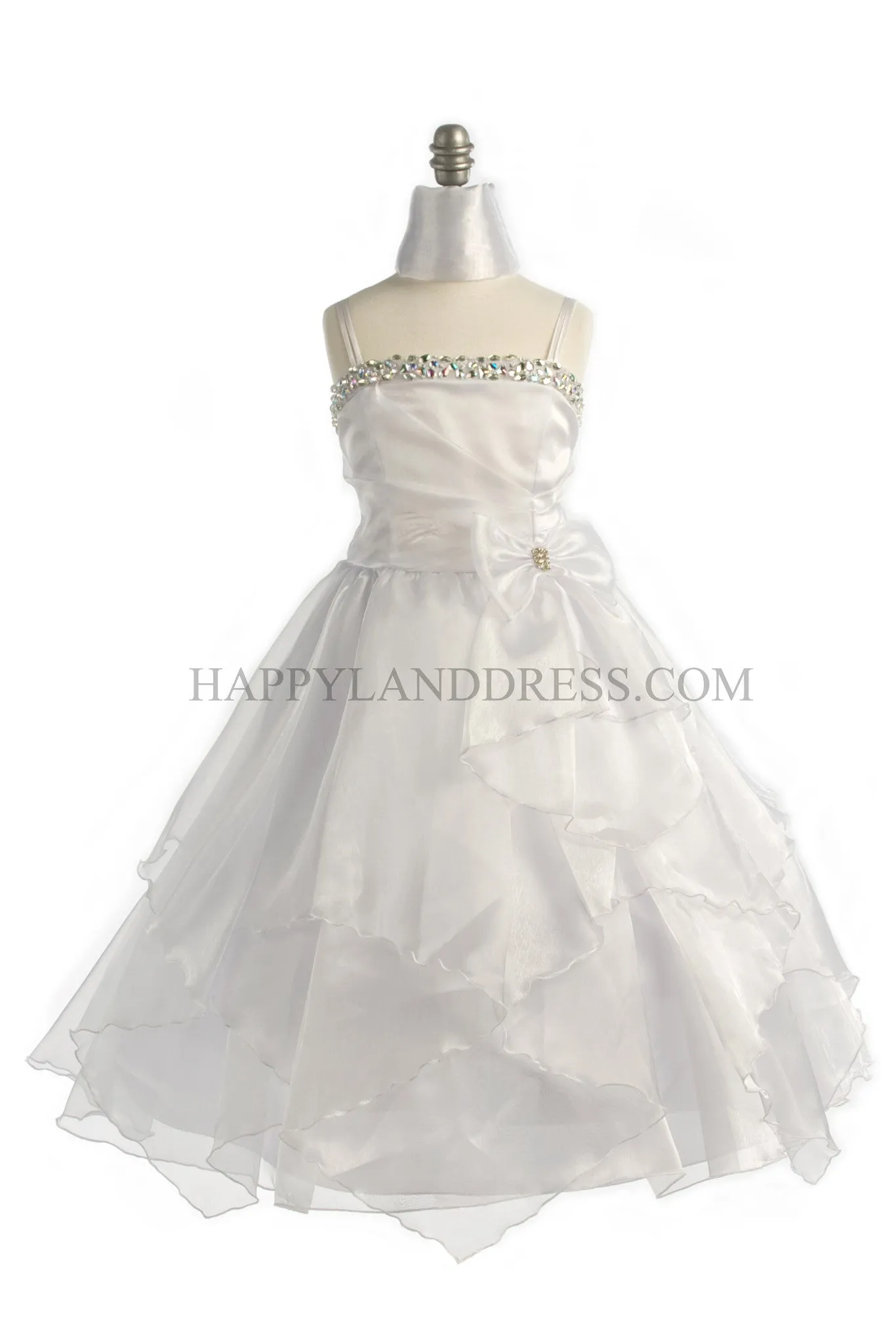 D3477 Tiered Ruffle Organza Rhinestone Dress (10 Diff. Colors)