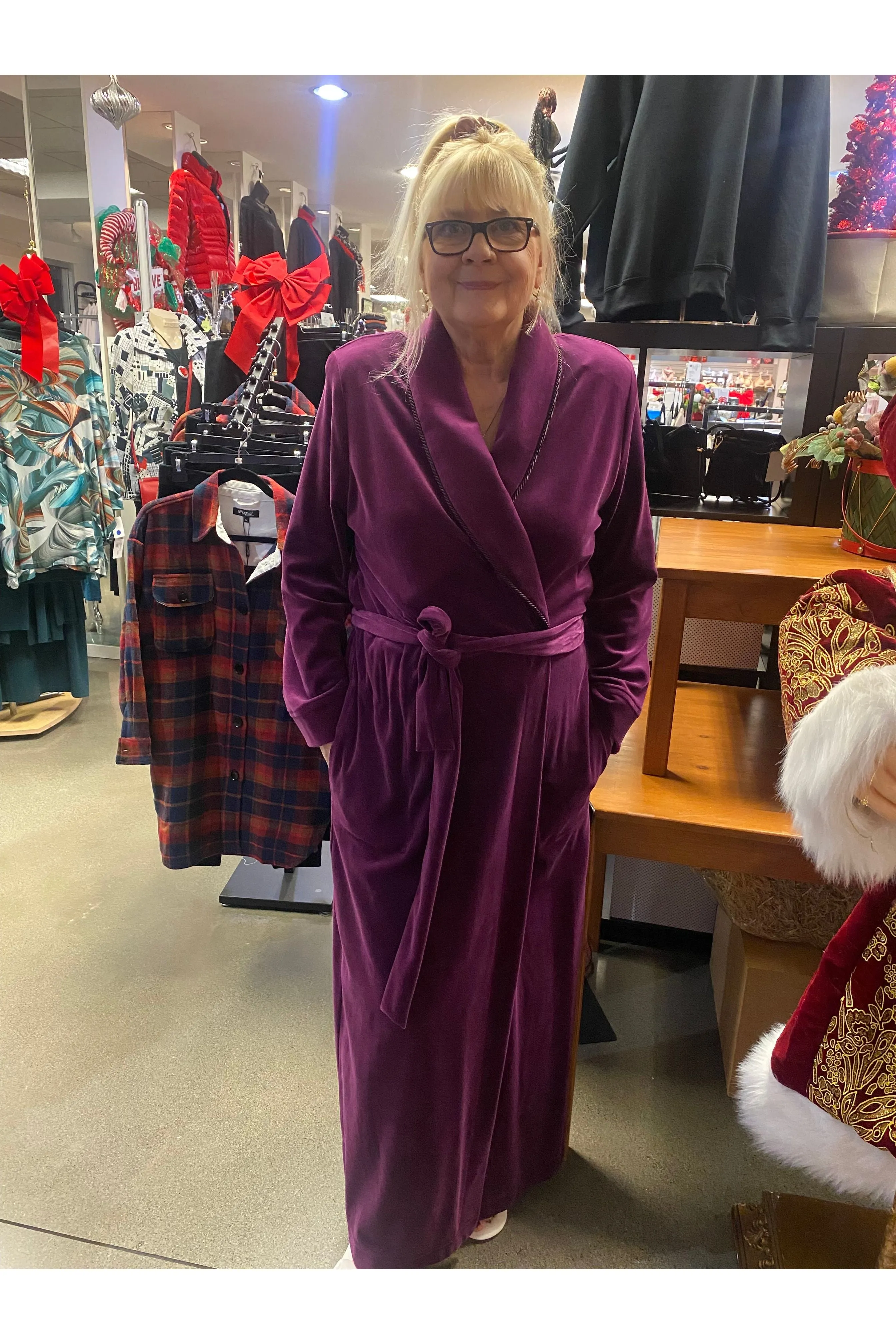 Diamond Tea Cotton Velour Wrap Robe - Style 171-1