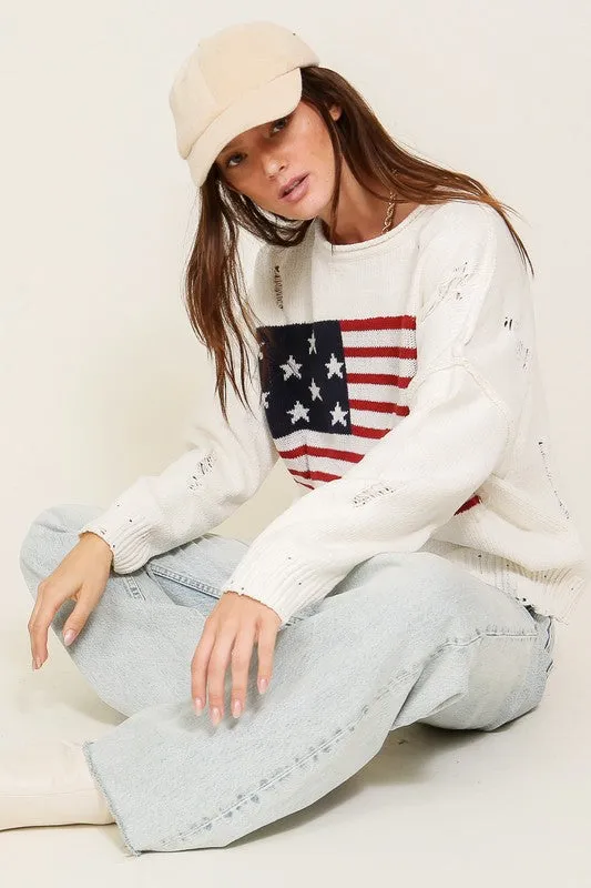 Distressed USA Logo Sweater