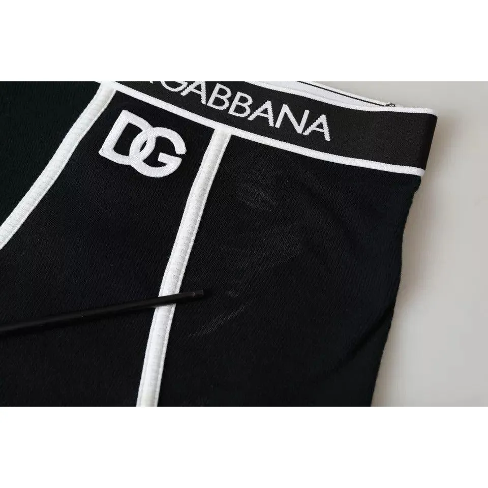 Dolce & Gabbana Black Cotton Stretch Branded Logo Underwear