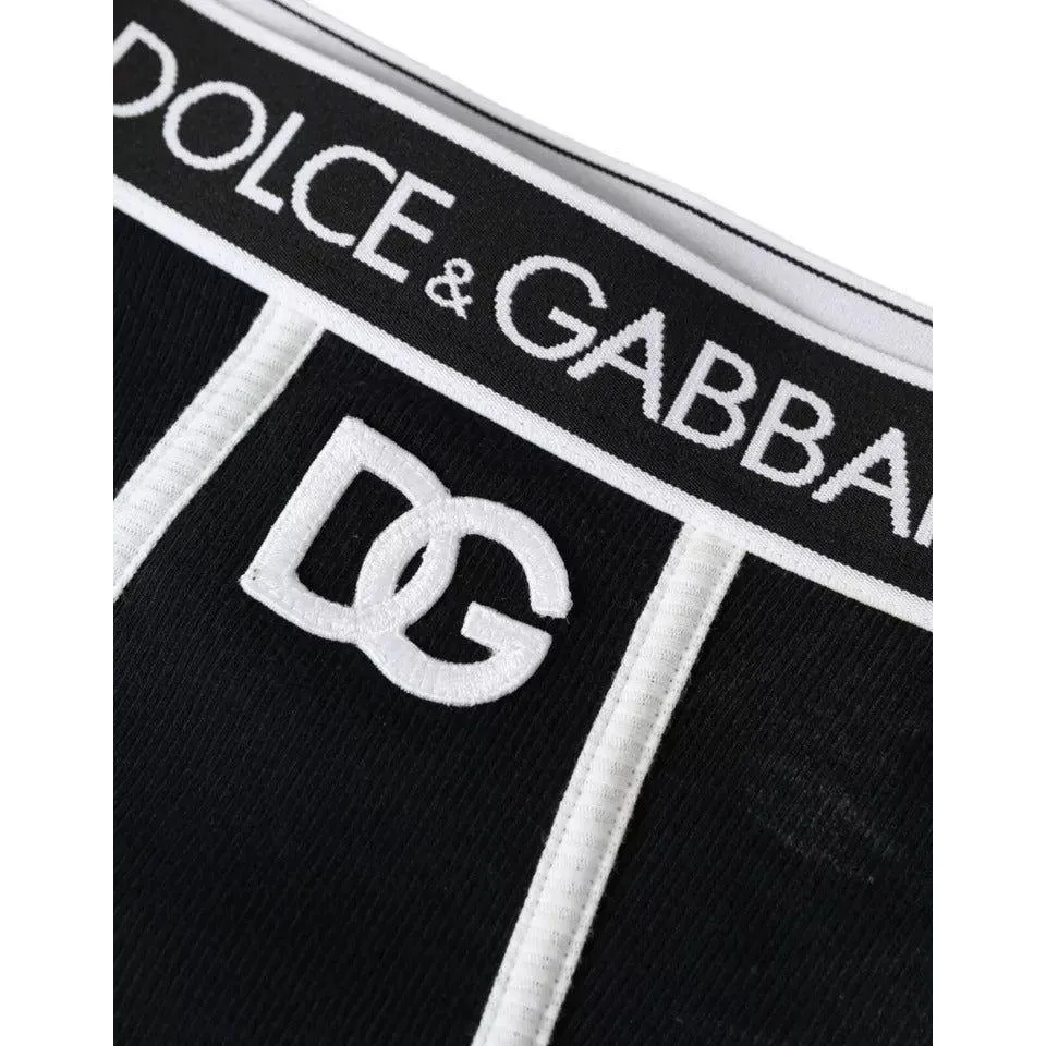 Dolce & Gabbana Black Cotton Stretch Branded Logo Underwear