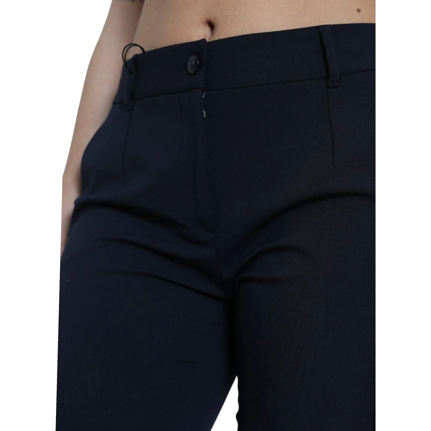 Dolce & Gabbana Elegant Mid Waist Tapered Pants in Blue