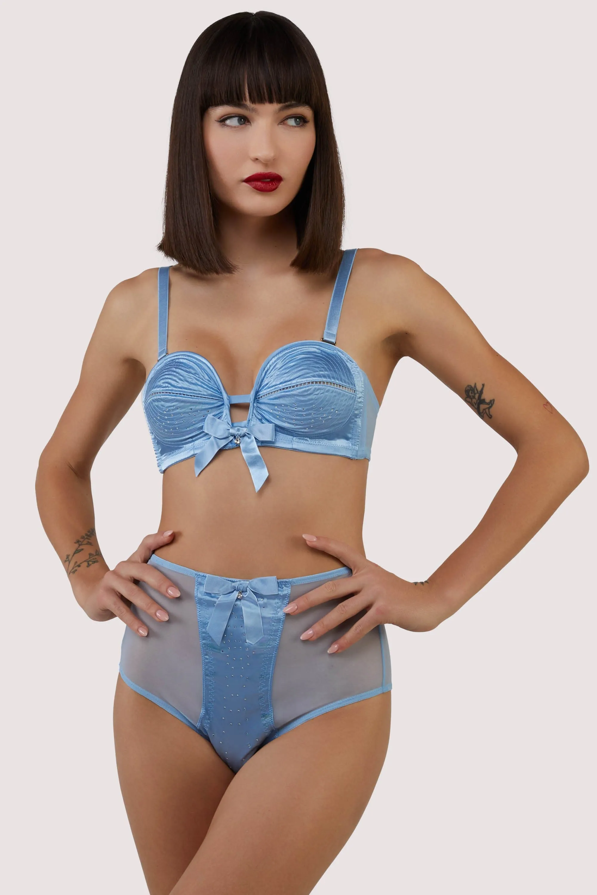 Dorothy Baby Blue Diamanté High Waist Brief