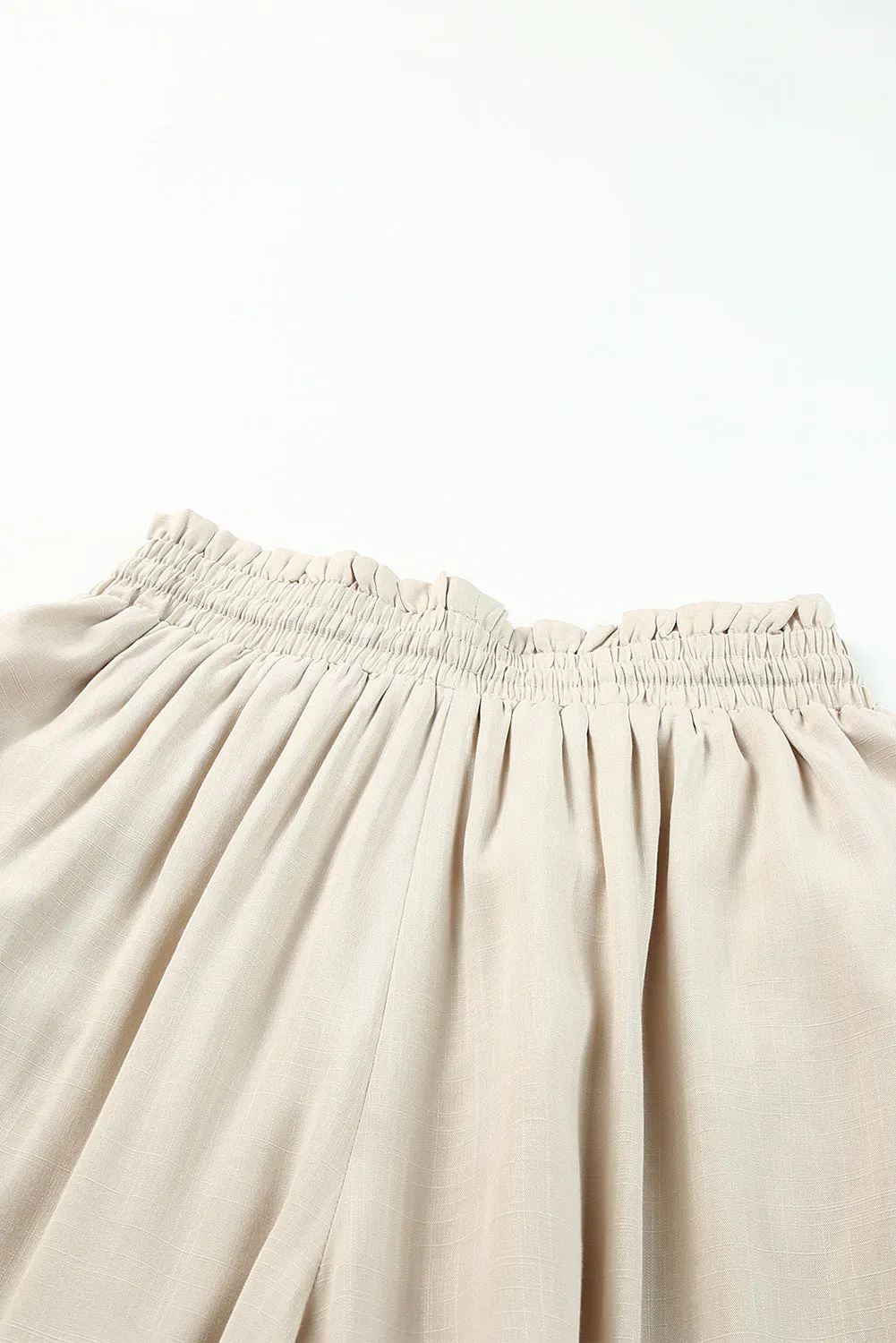 Drawstring Smocked High Waist Wide Leg Pants