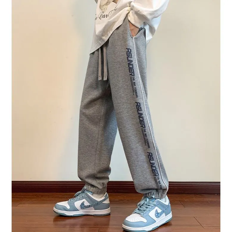 Drawstring Tapered Loose Fit Sports Knitted Sweatpant