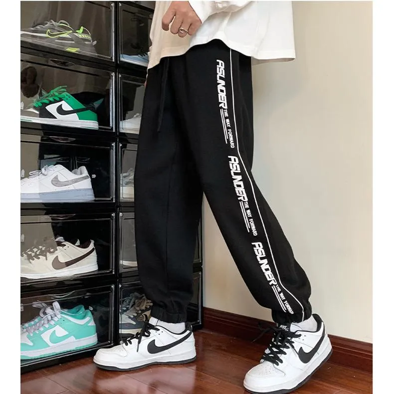 Drawstring Tapered Loose Fit Sports Knitted Sweatpant