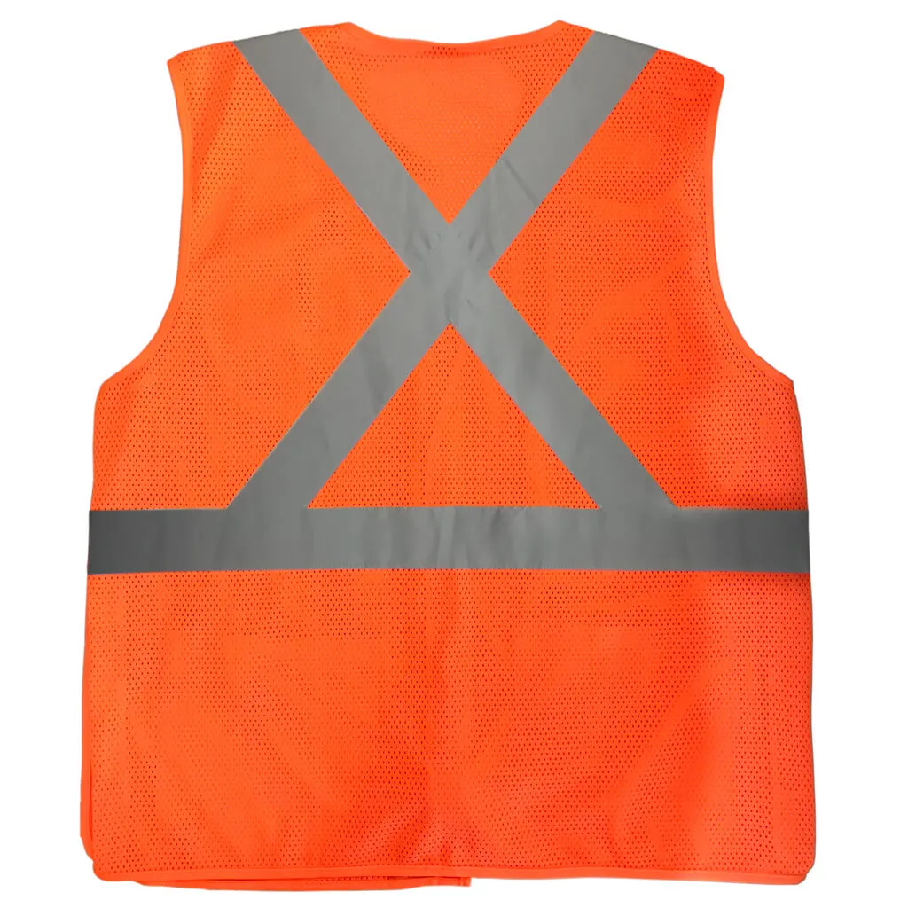 DuraDrive Men's Orange Hi-Vis Class 2 Level 2 Knitted Mesh Break-Away Safety Vest with Pockets