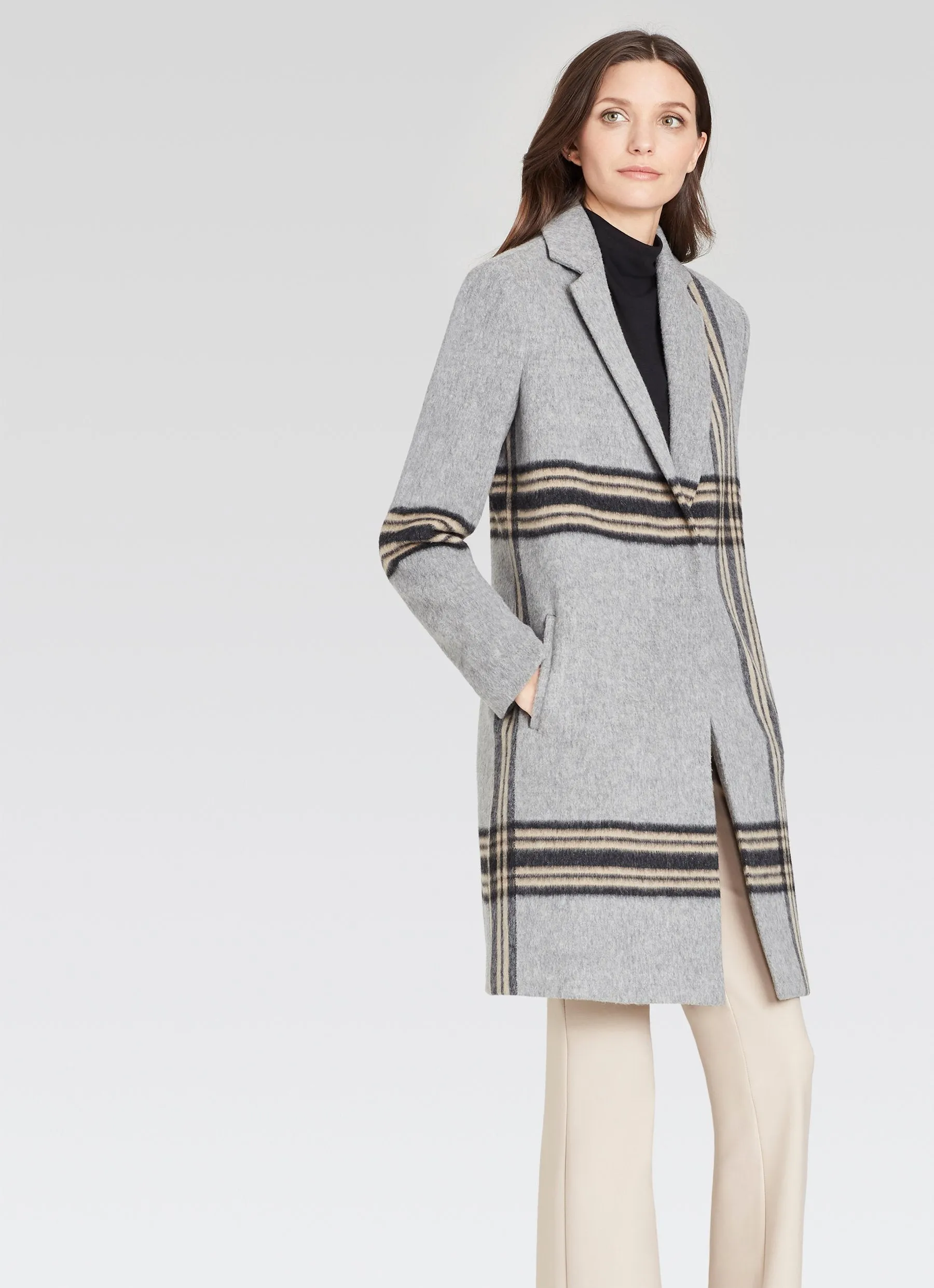 Ecru Heathered Plaid Coat