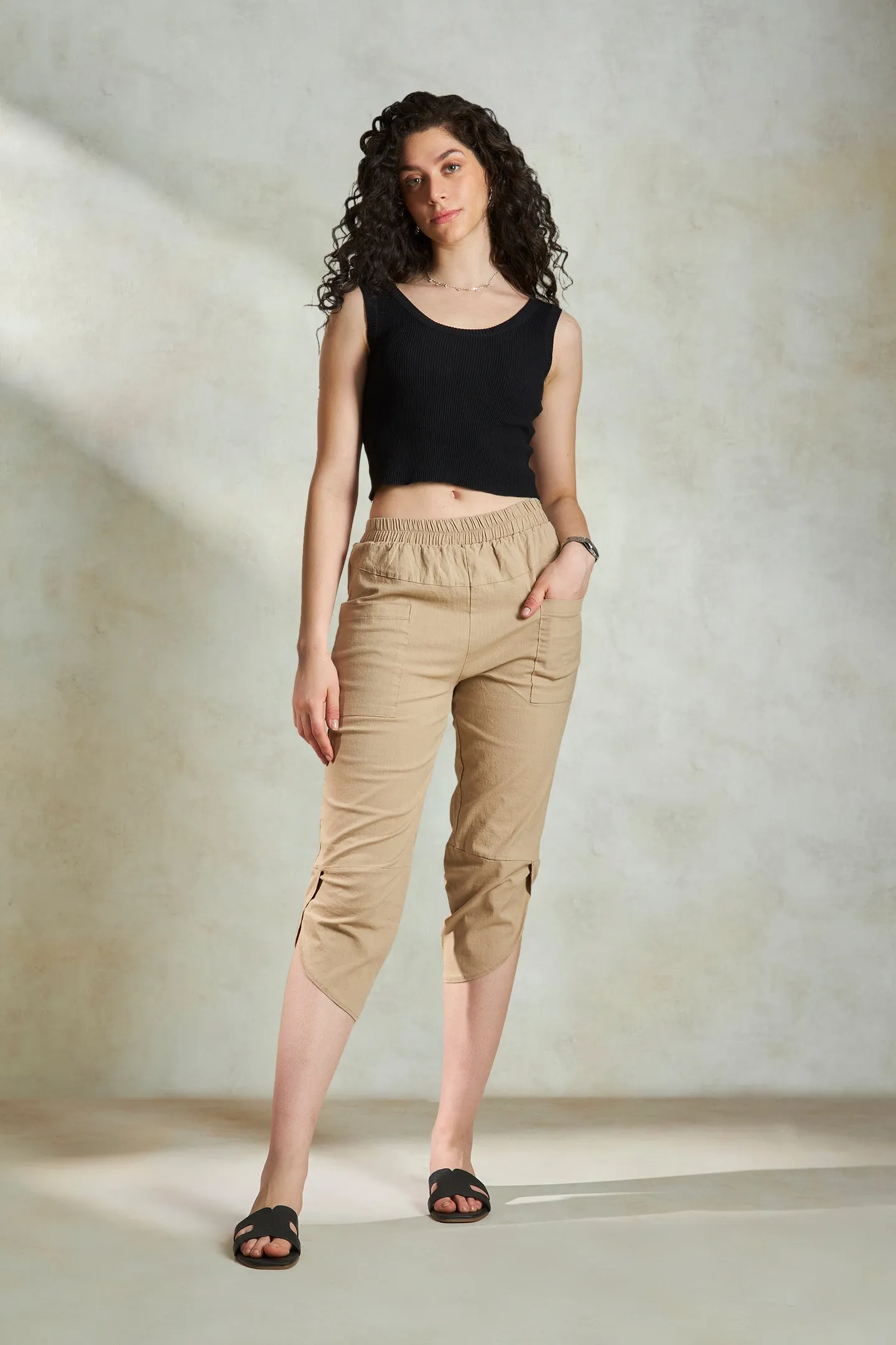 Effie|Panelled Cotton Capris