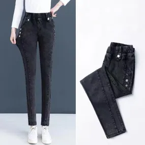 Elastic Warm Plush Skinny Jeans for Women