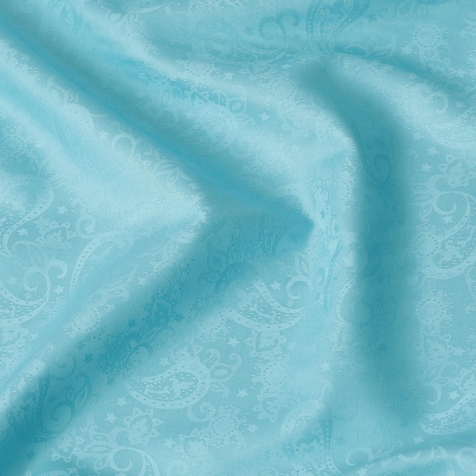 Electric blue cotton satin fabric in self design having same tone jacquard-D6824