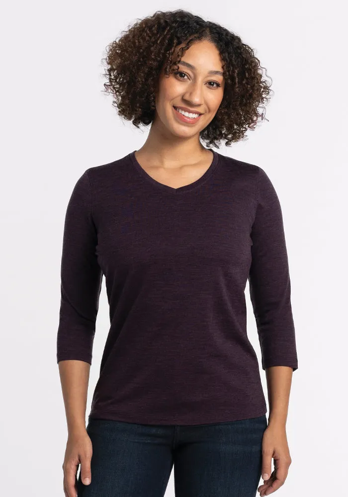 Elena V Neck - Deep Plum