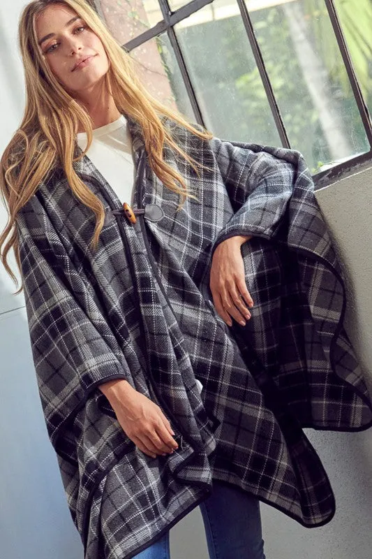 Elenor Plaid Poncho