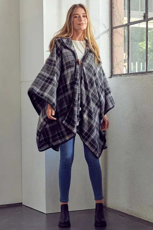 Elenor Plaid Poncho