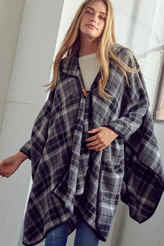 Elenor Plaid Poncho