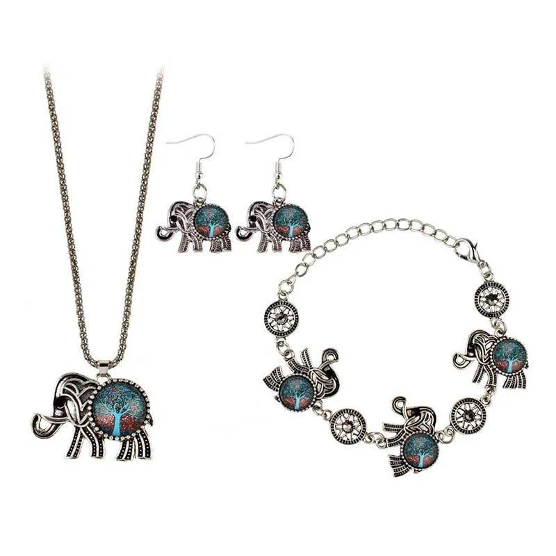 Elephant & Glass Tree Cabochon Set