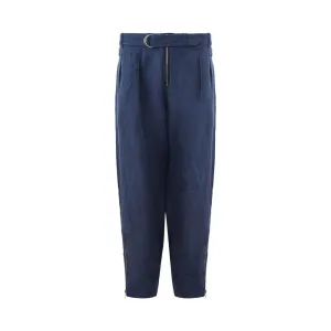 Emporio Armani Elegant Linen Blue Trousers for Men