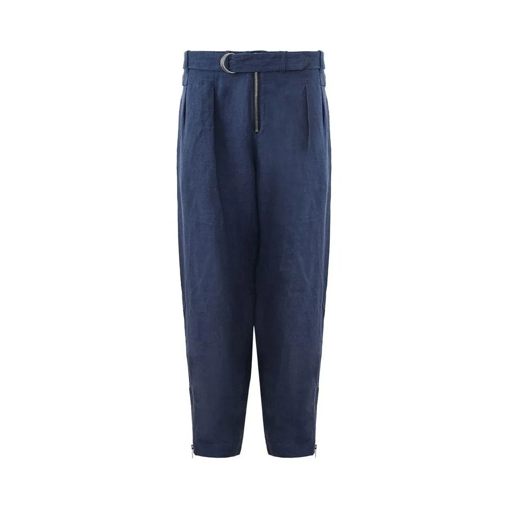 Emporio Armani Elegant Linen Blue Trousers for Men