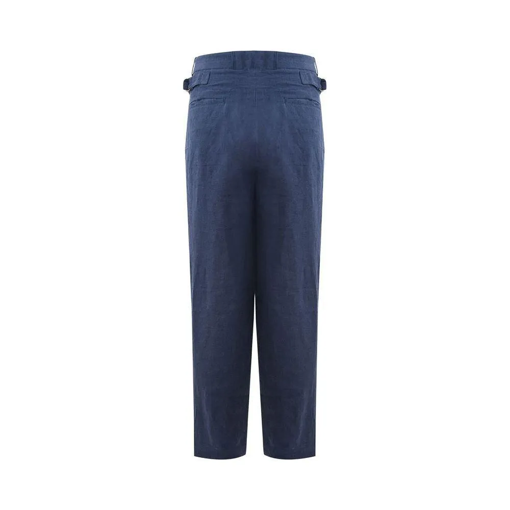 Emporio Armani Elegant Linen Blue Trousers for Men