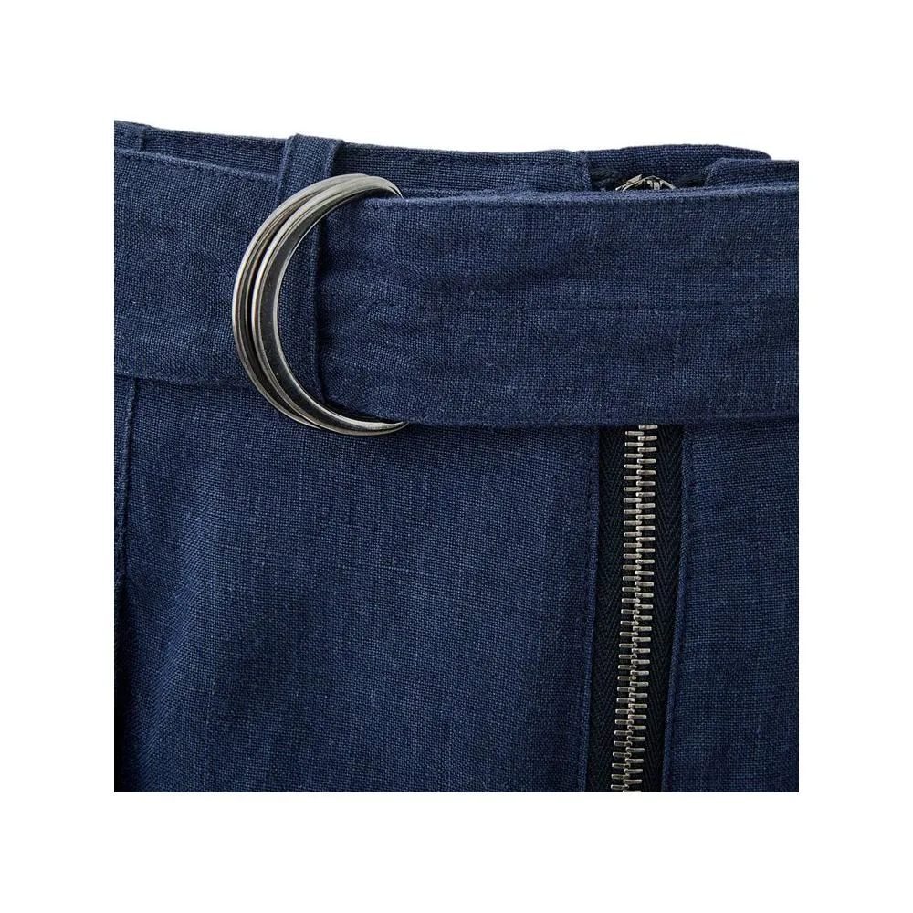 Emporio Armani Elegant Linen Blue Trousers for Men