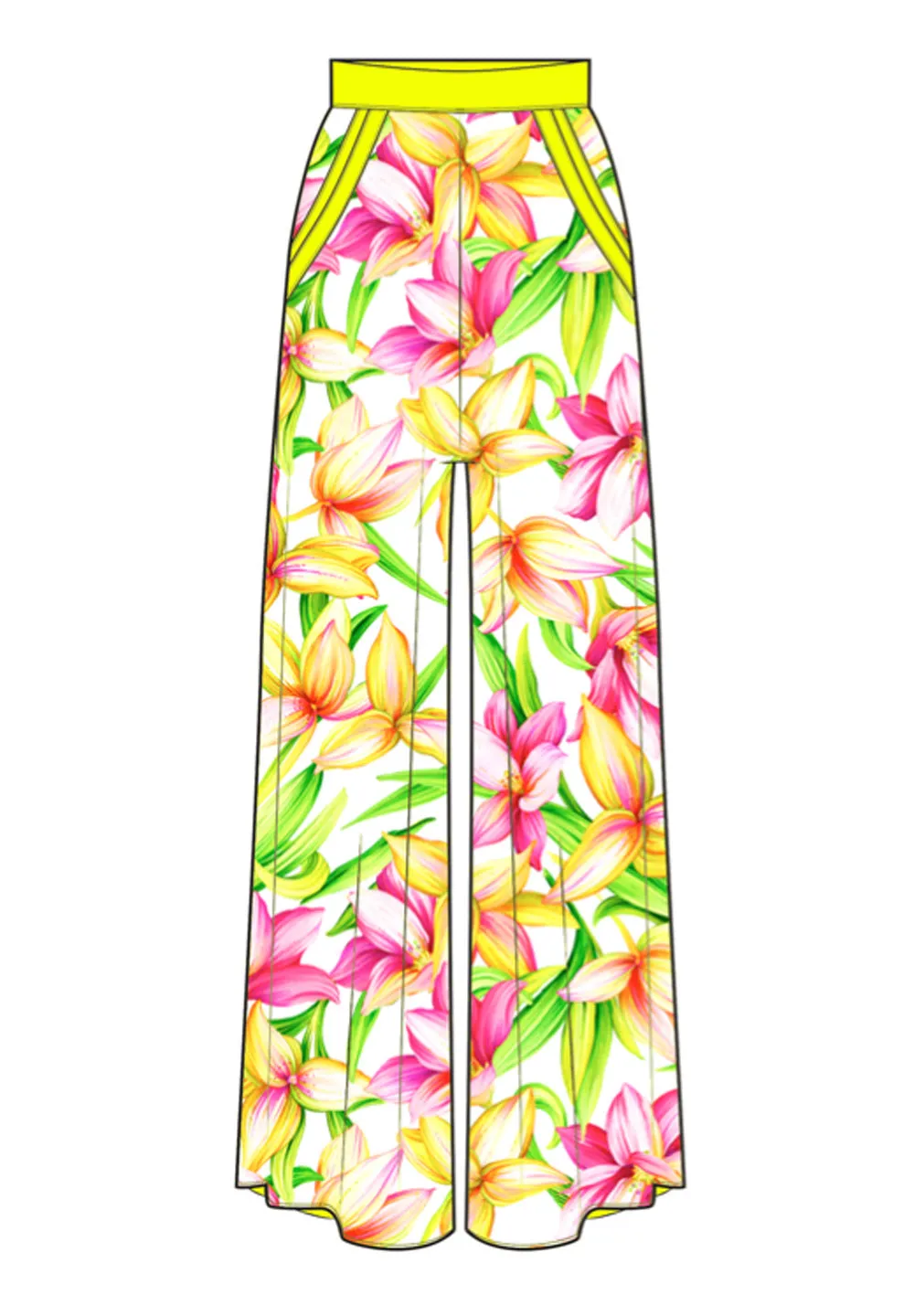 Euphoria - Floral Love Pants (Neon Yellow)