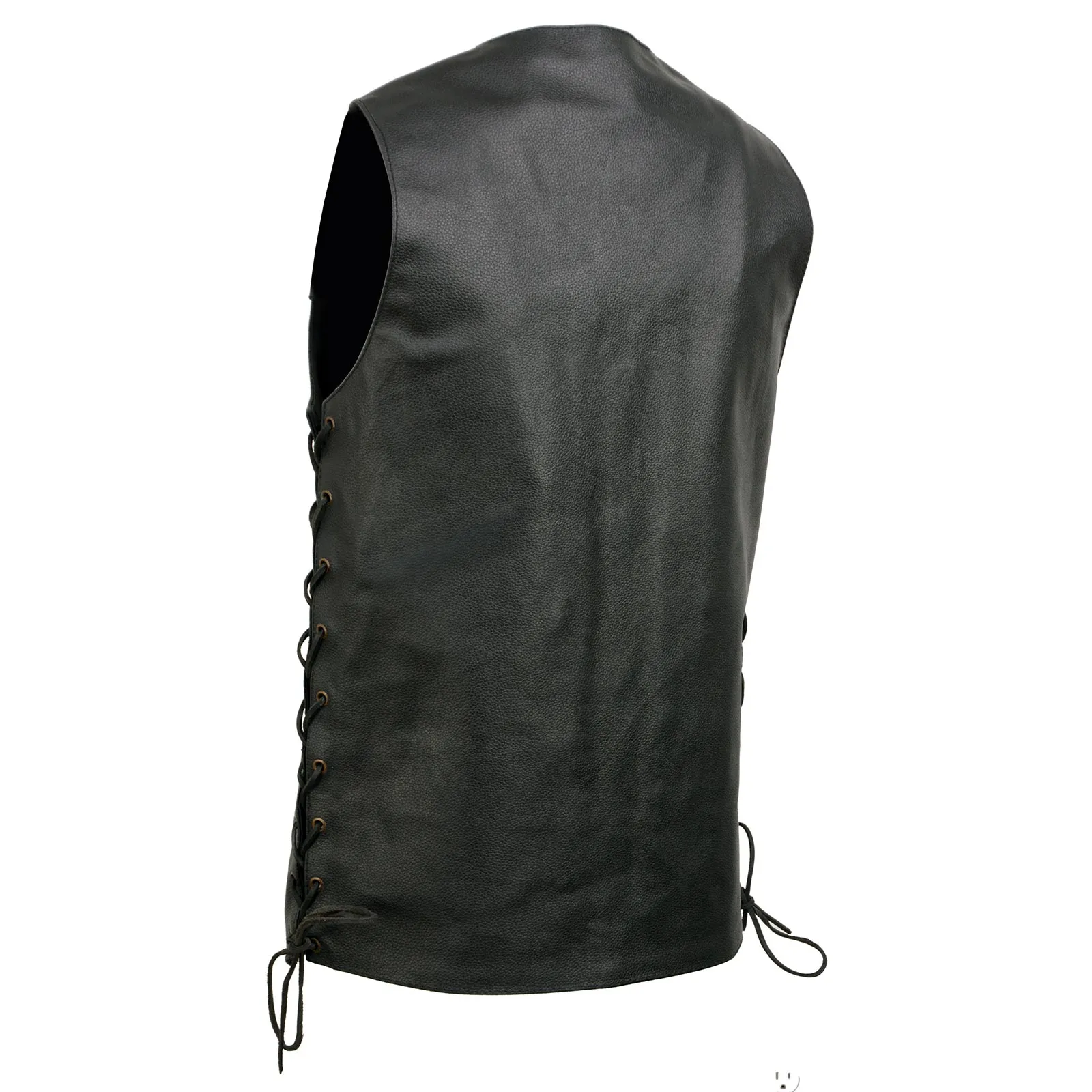 Event Leather EL5391 Black Motorcycle Leather Vest for Men w/ 10 Pockets- Riding Club Adult Motorcycle Vests