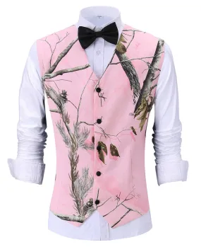 Fashion Patterned V Neck Suit Vest Slim Fit Waistcoat