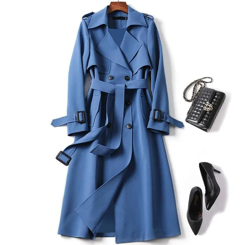 Fashion woman trench coat for women Double breasted lapel Winter long coat for women autumn belt  New outerwear